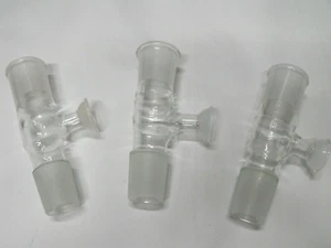 LAB GLASSWARE 45/50 JOINT 3-WAY ADAPTER w/ 35/20 SPHERICAL SOCKET CONNECTOR - Picture 1 of 8