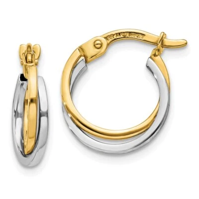 14mm 10k Two-tone Gold Polished Hollow Hoop Earrings 10TL697 - Image 1 of 4