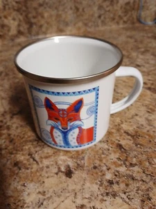 Red Fox Enamelware Coffee Mug With Metal Rim - Picture 1 of 5
