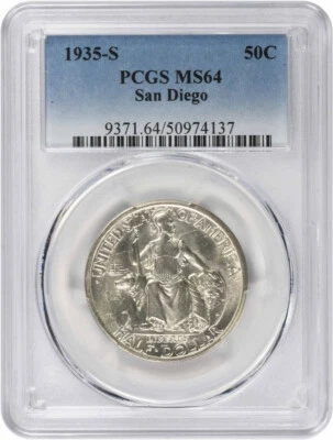 San Diego Commemorative Silver Half Dollar 1935-S MS64 PCGS - Image 1 of 2