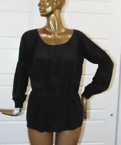 Escada Sport 100% Silk Black Peasant Top Blouse sz 36 - Picture 1 of 5