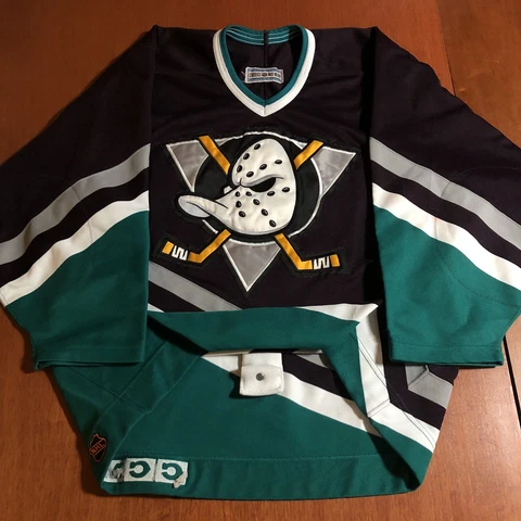 (READ) CCM Authentic Mighty Ducks Of Anaheim NHL Hockey Jersey Vintage Purple 44 Cover