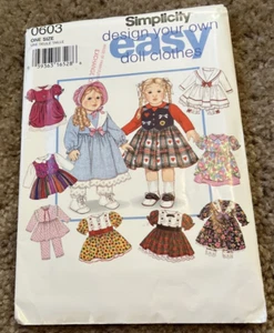 Simplicity Easy 18" Doll Clothes Pattern One Size 0603 Uncut Dress Pantaloons - Picture 1 of 3