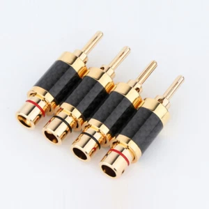 4PCS Banana Terminals Gold Plated Banana Plug HiFi Audio Speaker Cable Connector - Picture 1 of 6