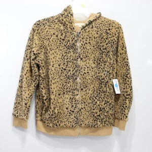 LA Hearts Brown Hoodie Sweatshirt Animal Print Full Zip Fleece Cat Ears M NWT - Picture 1 of 8