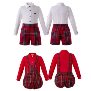 Bebé Niños Niños Navidad Trajes Conjunto Camisa + Pantalones Formales Fiesta Trajes Ropa Rojo - Imagen 1 de 15