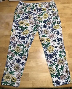 NUEVO Pantalones Liz Claiborne Para Mujer Talla 12 Azul Atrevido Floral Estampado Tropical Recto - Imagen 1 de 10