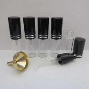 5x 5ml Empty Glass Perfume Cologne Decant Spray Bottles Atomizers Labels Funnel - Picture 1 of 1