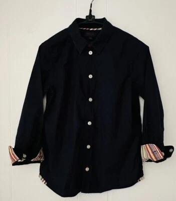 Camisa de algodão Paul Smith Júnior INDIGO botão frontal punho flip meninos tamanho 6a em estado perfeito - Imagem 1 de 4