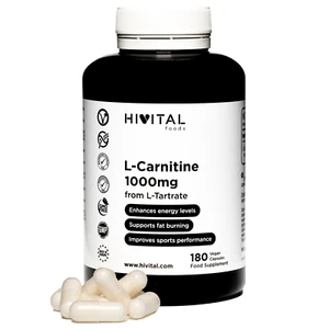 L-Carnitina pura 1000 mg | 180 cápsulas veganas (Tratamiento para 3 meses) - Imagen 1 de 4