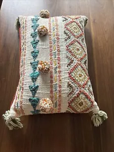 Pier One Boho besticktes Kissen, Bommeln, Quasten, * Multi mit orangem Rücken - Bild 1 von 9
