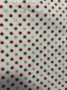 25-5-146 Cotton Fabric Rem-Christmas Polkadot-Glittery silver, red,green-18 x 18 - Bild 1 von 2
