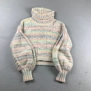 Free People Sweater Women XS Pastle Colors Turtleneck Crop Pullover Long Sleeves - Picture 1 of 10