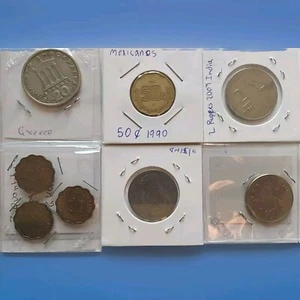 9x Münzlot Griechenland, England, Hongkong, Mexiko Indien in Münzrähmchen - Bild 1 von 7