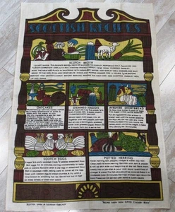Vintage 60s LOCKHART KIRKCALDY Pure Irish Linen Dish Tea Towel SCOTTISH RECIPES - Picture 1 of 3