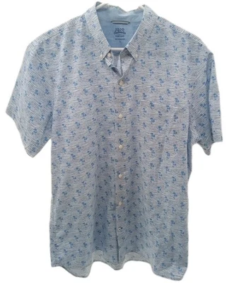 Izod Saltwater Shirt Mens Large Blue Relaxed Striped Floral Hawaiian Button Up - Image 1 of 4