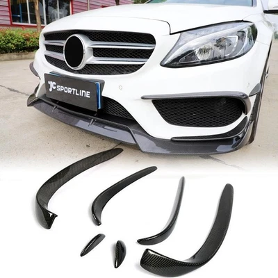 Aleta de ventilación divisor de parachoques delantero de fibra de carbono para Mercedes-Benz W205 Sport C43 Foto 1 de 4