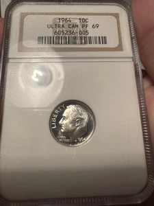 1964 Roosevelt Dime PF69 Ultra Cameo NGC Old Holder - Picture 1 of 4