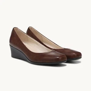 LIFE STRIDE Womens Brown Groovy Square Toe Wedge Slip On Pumps Shoes 7.5 W - Picture 1 of 9