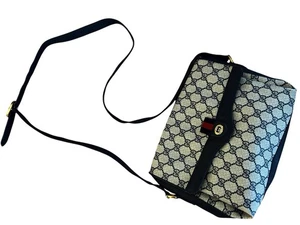 Vintage Gucci Blue Satchel Handbag Crossbody Messenger Bag Purse - Picture 1 of 14