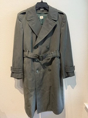 US ARMY MILITARY Vtg Double Breasted Green Trench Coat Mens 36S Utilitarian - Image 1 of 4