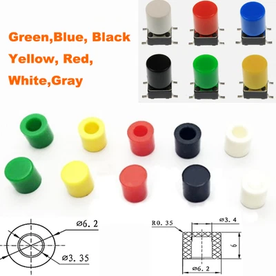 6*6 Series Switch Cap Mutil-Color for Switch Tact Tactile Push Button Switch - Image 1 of 4
