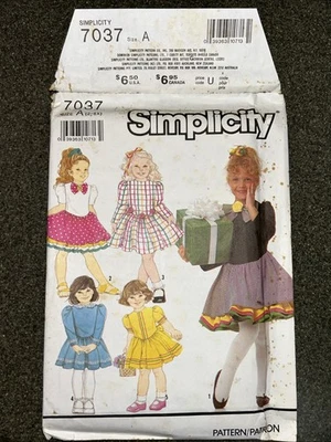Vintage Simplicity 7037 Full Skirt Party Dress  Size 2-6X Factory Folded - Image 1 of 4