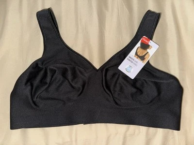 Hanes Bra Womens Extra Large Black Bralette Wireless Back Closure V Neck MHG796 - Image 1 of 4