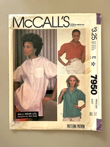 1980's McCall's Misses' Blouse by Willi Smith Pattern 7950 Size 14 UNCUT - Picture 1 of 2