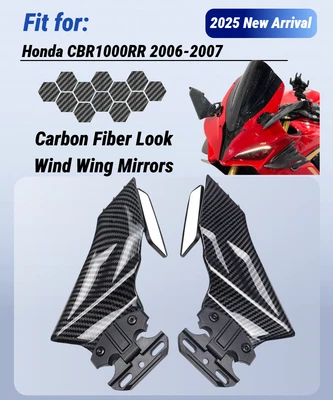 Espejos retrovisores de ala completos estilo fibra de carbono para Honda CBR1000RR 2006 2007 Foto 1 de 4