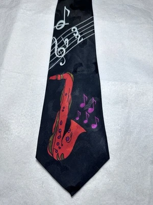 Saxofón de música jazz Florence K-Inc vintage años 70 corbata negra a lunares Foto 1 de 4