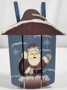 Vintage handbemalter Weihnachtsmann Holzschlitten geformtes Spielzeug Weihnachtsschmuck - Bild 1 von 4