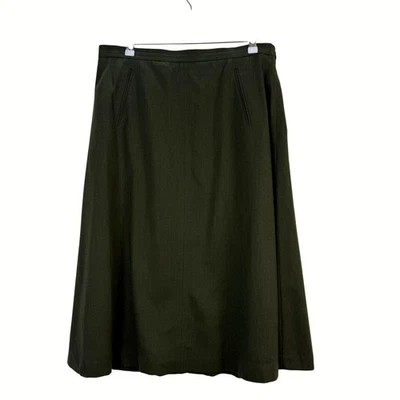Talbots Women's Wool Blend A-Line Skirt Midi Dark Green Size 14 Preppy Heritage - Image 1 of 4