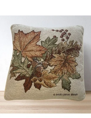 David Carter Marrón Hojas de Otoño Decoración Almohada Tapiz y2k Hoja Bordada Aspecto Foto 1 de 4