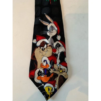 Рождественский галстук Looney Tunes 100% шелк черный и многоцветный - Изображение 1 из 4