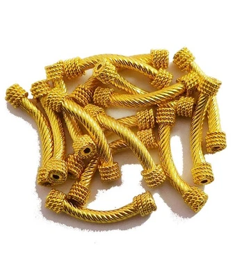 35 PIECES 25X3MM SOLID COPPER BALI TUBE BEAD 18K GOLD PLATED 311 - Image 1 of 3