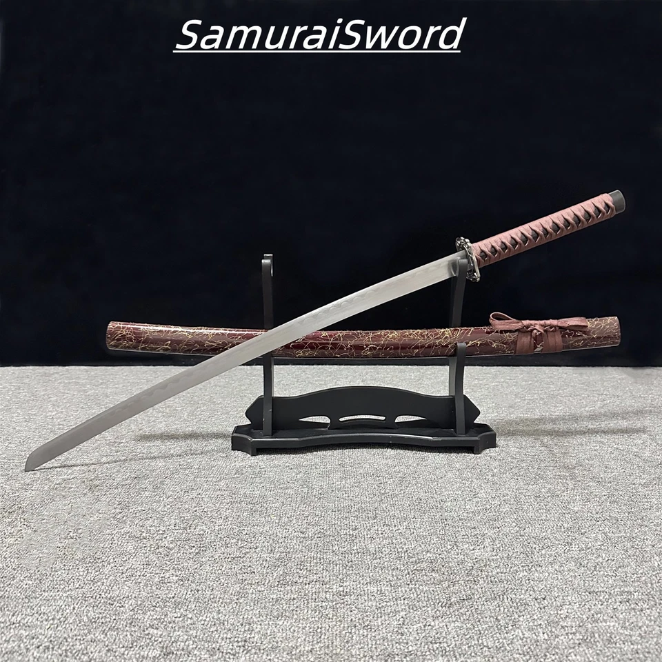 Espada Katana Samurai con Soporte - Vaina Crackle Marrón y Dorado, Acero 1095 Foto 1 de 4
