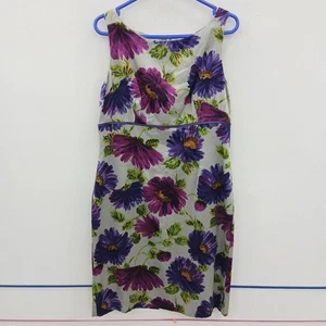 Hobbs Dress UK 14 Grey Multi Floral Cotton Silk RMF-FPL18 - Picture 1 of 7