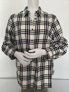  Lauren Ralph Lauren White Plaid  Button Front  Roll Tab Sleeve Shirt  Size 1X - Picture 1 of 10