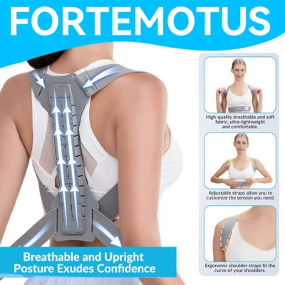 Fortemotus Back Posture Corrector Shoulder Straightener Brace Support Men Women - Image 1 of 4