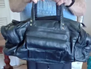Bolso de Lona de Cuero Vintage Fin de Semana Noche Viaje Gimnasio Llevar México Azul Marino - Imagen 1 de 9
