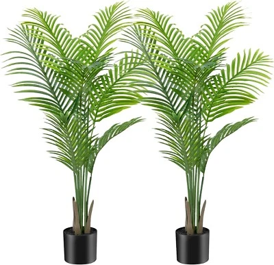 2-Pack Artificial Areca Palm Plant Tree Home Decor Realistic Green Silk - Image 1 of 4