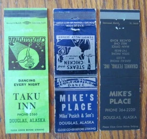 DOUGLAS, ALASKA MATCHBOOK COVERS: LOT OF 3 DIFFERENT EMPTY MATCHCOVERS -E - Picture 1 of 1