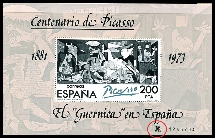 Z_546 1981 Spain art Picasso 1973 animals FAUNA SHEET TYPE 2 MNH - Image 1 of 1