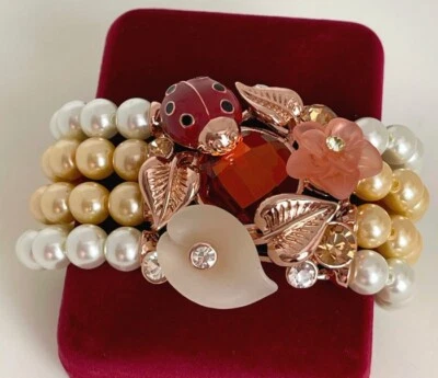 Deluxe Perlen Armband Armreif Crystals Kristalle 750er Rosegold 18K vergoldet - Bild 1 von 4