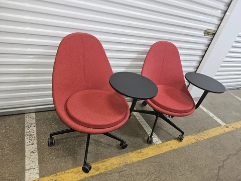 2 FANTASTIC MODERN SWIVEL LOUNGE CHAIR WITH REVOLVING TABLE BY KEILHAUER Cover