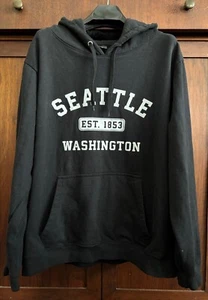 F/H FEELING GOOD Seattle Men's XL Black Cotton Blend L/S Hoodie Pullover S/Shirt - Picture 1 of 6