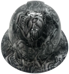Hydro Dipped Hard Hat Ridgeline Full Brim Custom White Boss Skulls - Picture 1 of 16