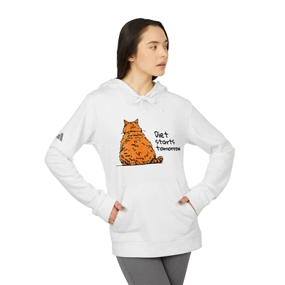 Diet starts tomorrow - Cat Lover's Quote Hoodie, adidas Unisex Fleece Sweatshirt - Image 1 of 2
