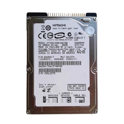 Hitachi 80GB HTS541680J9AT00 5400 RPM IDE PATA 2.5" Internal Laptop Hard Drive - Image 1 of 4